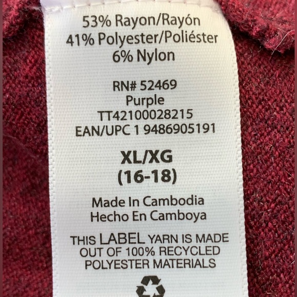 Time and Tru Women's Duster Cardigan Sweater Midweight XL 16-18 Burgundy - Picture 5 of 8